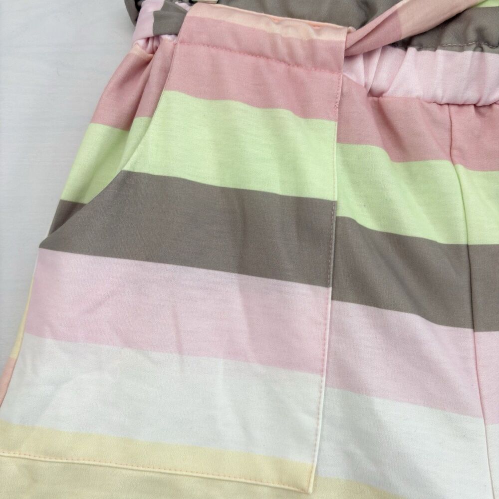 TruSelf Womens Shorts Multi Color Stripe Soft cozy casual matching belt Large - Picture 4 of 9